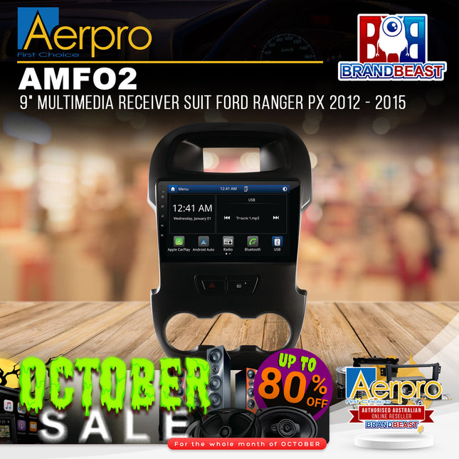 Aerpro AMFO2 9" Multimedia Receiver Suit Ford Ranger PX 2012 - 2015