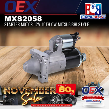 OEX MXS2058 Starter Motor 12V 10Th CW Mitsubishi Style
