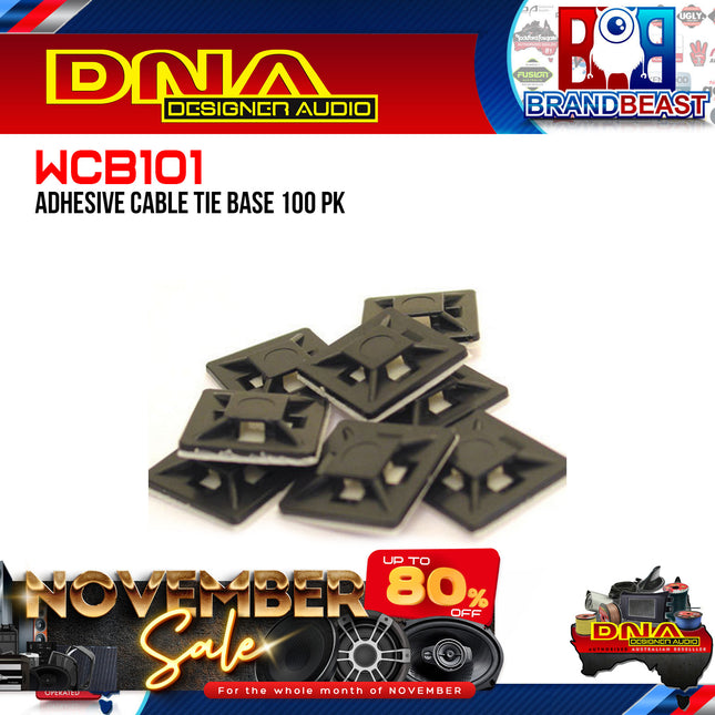 DNA WCB101 Adhesive Cable Tie Base - 100 Pieces