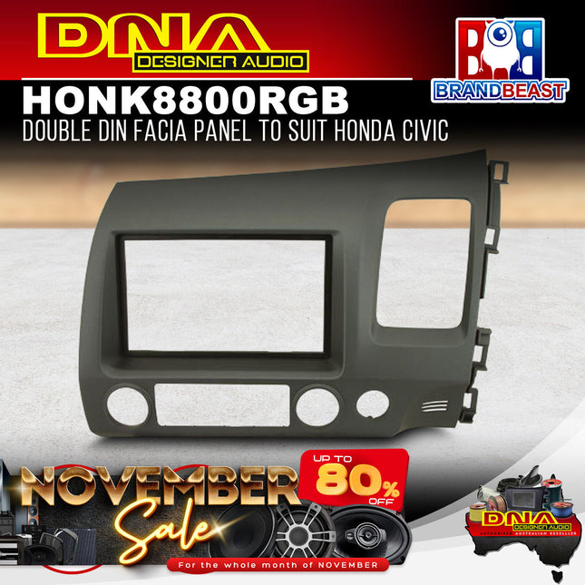 DNA HON-K8800RGB Double DIN Fascia Panel to Suit Honda Civic
