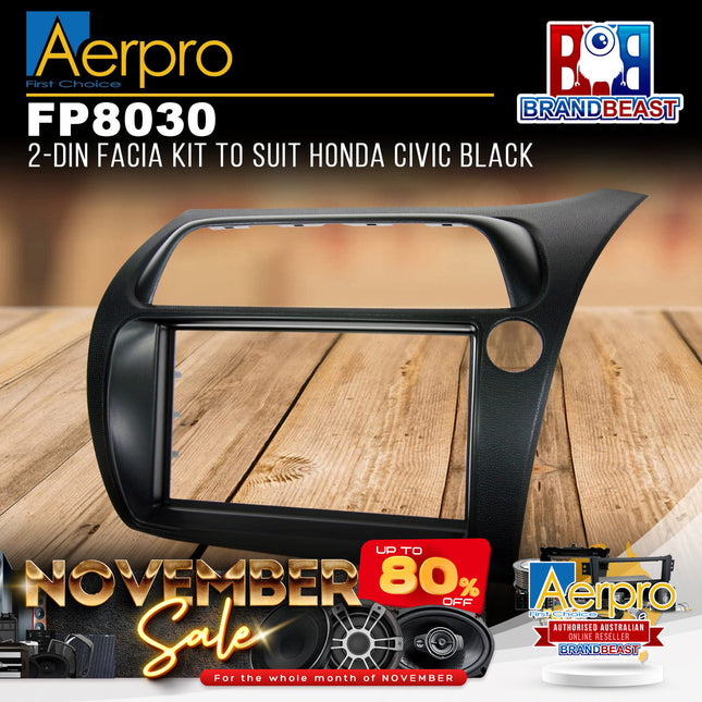 Aerpro FP8030 Double DIN Black Facia Kit Suit Honda Civic Hatchback 2006 - 2011