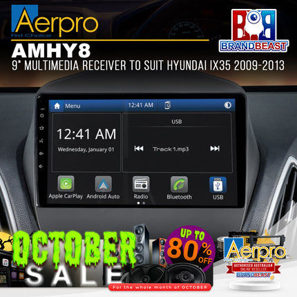 Aerpro AMHY8 9" Multimedia Receiver Suit Hyundai iX35 2009 - 2013
