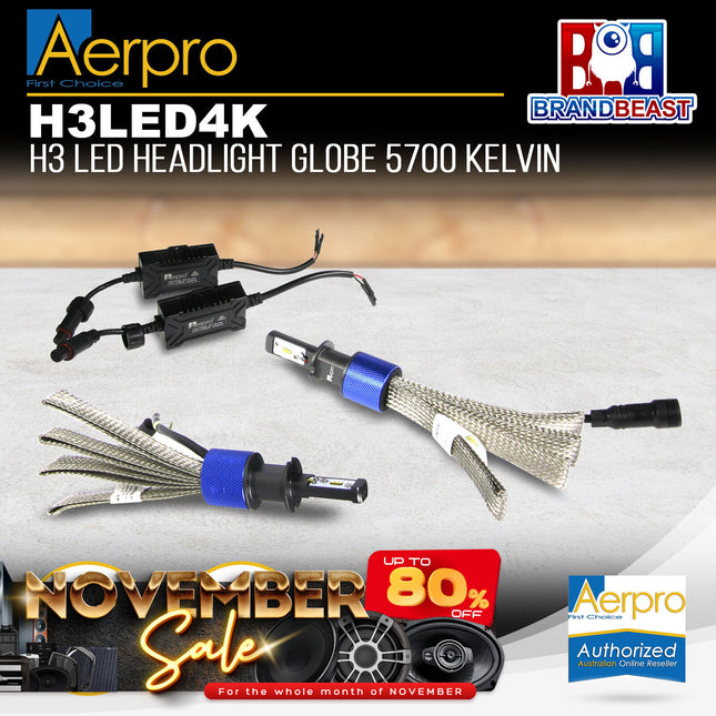 Aerpro H3Led4K H3 Led Headlight Globe 5700 Kelvin