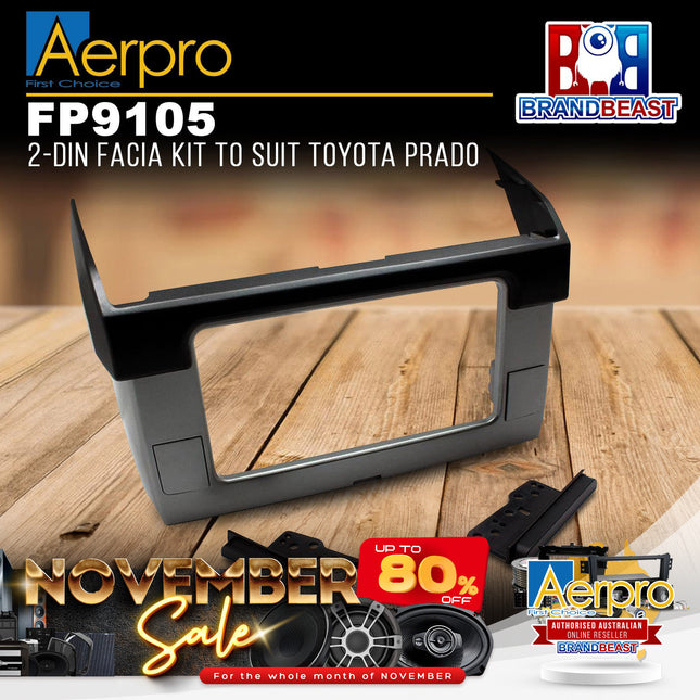 Aerpro FP9105 Double DIN Silver/Charcoal Facia Kit Suit Toyota Prado 150 Series