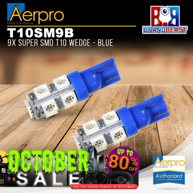 Aerpro T10SM9B 9x Super SMD T10 Wedge - Blue