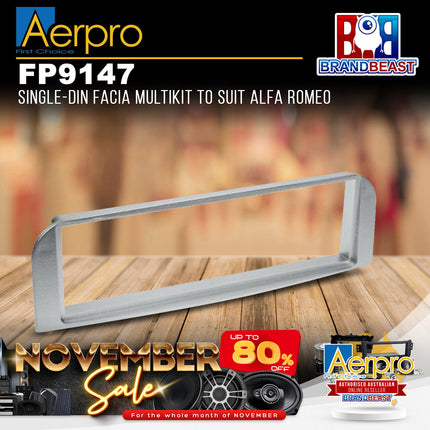 Aerpro FP9147 Single DIN Silver Facia Kit Suit Alfa Romeo 147/GT 2001 - 2010