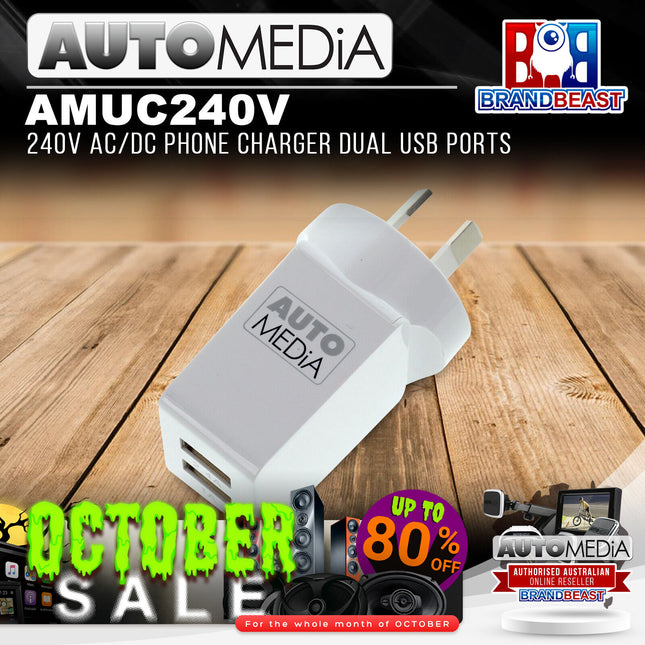 Automedia AMUC240V 3.4A Dual USB AC Fast Charger