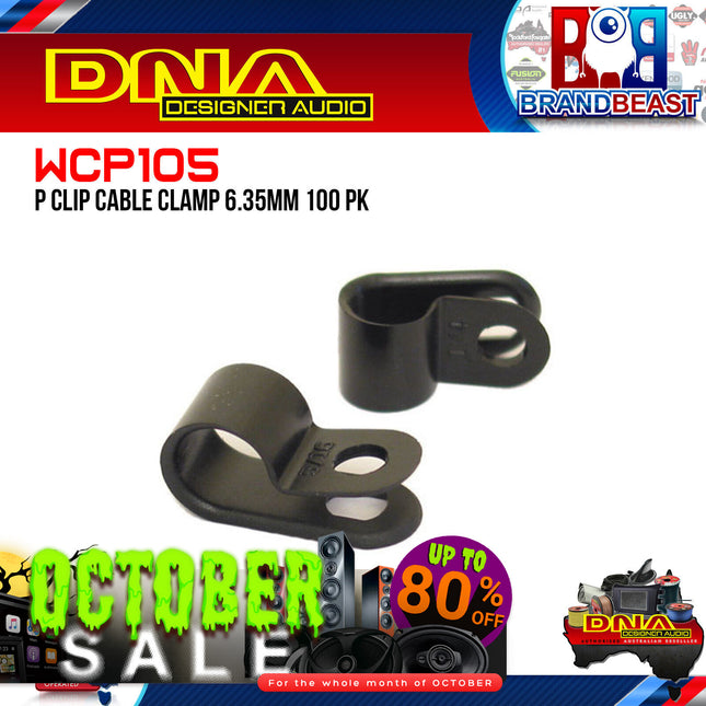 DNA WCP105 8mm Black Nylon P Clip Cable Clamps - 100 Pieces