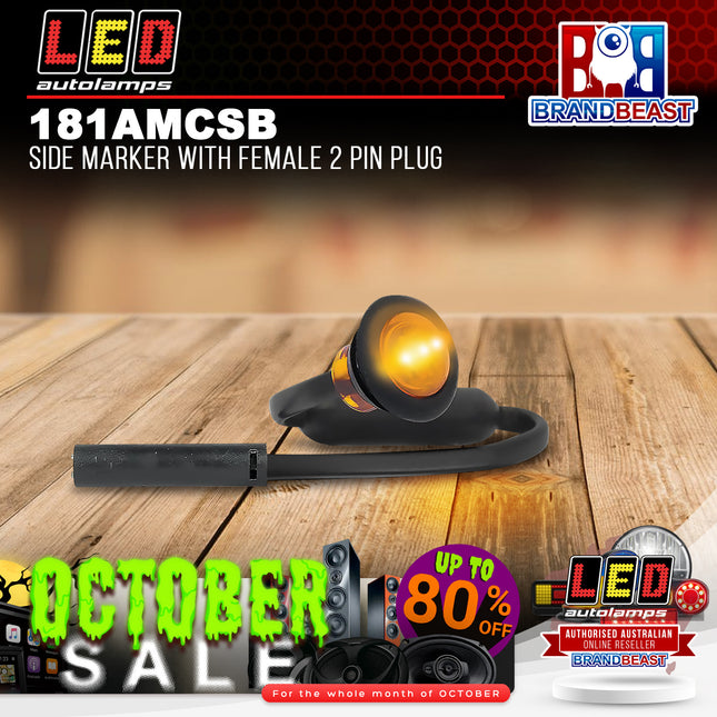 LED Autolamps 181AMCSB Side Marker With Female 2 Pin Plug