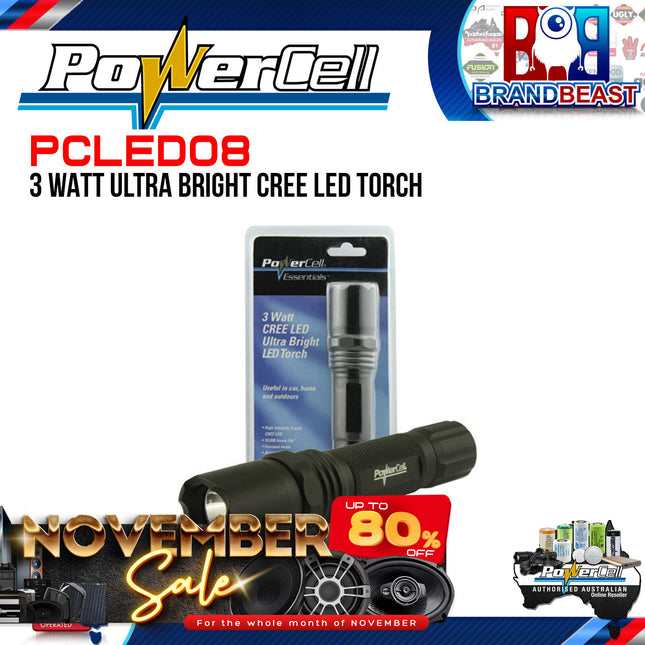 Powercell PCLED08 3 Watt Ultra Bright Cree LED Torch