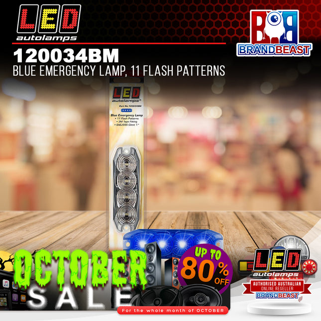 LED Autolamps 120034BM Blue Emergency Lamp, 11 Flash Patterns