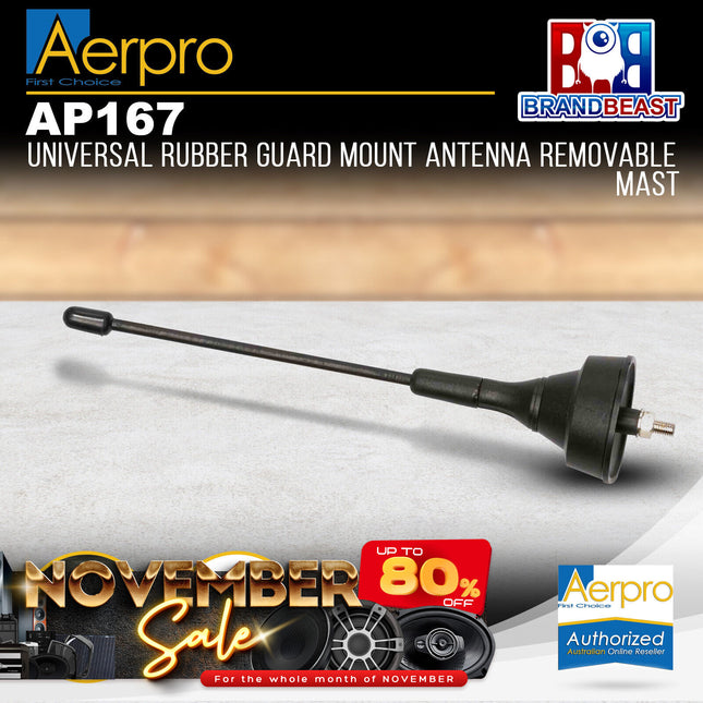 Aerpro AP167 Universal Rubber Guard Mount Antenna Removable Mast