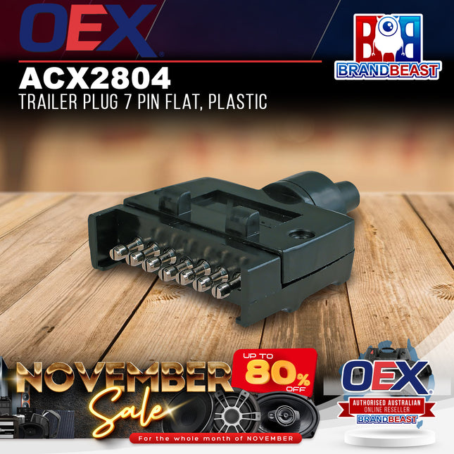 OEX ACX2804 Trailer Plug 7 Pin Flat, Plastic