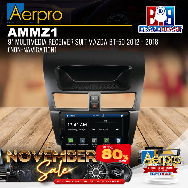 Aerpro AMMZ1 9" Multimedia Receiver For Mazda BT-50 2012 - 2018 (Non-Navigation)