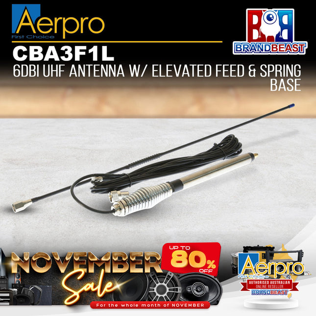 Aerpro CBA3F1L 6dBi 477MHz Silver Elevated Feed UHF Antenna