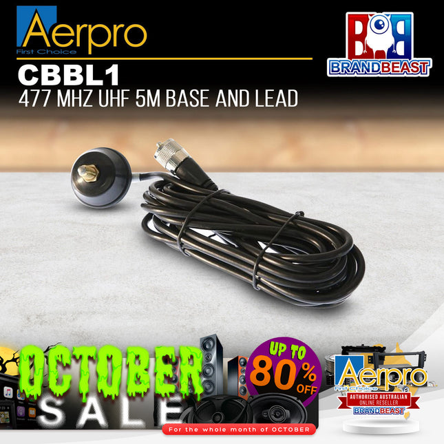 Aerpro CBBL1 5m UHF Antenna Base & Lead 477MHz PL259 Connector Attached