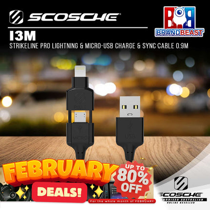 Scosche i3M StrikeLine Pro Lightning &amp; Micro-USB Charge and Sync Cable 0.9m