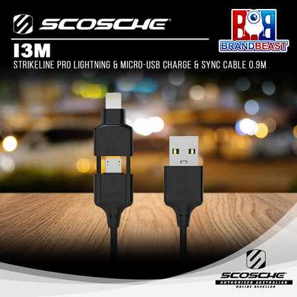 Scosche i3M StrikeLine Pro Lightning & Micro-USB Charge and Sync Cable 0.9m