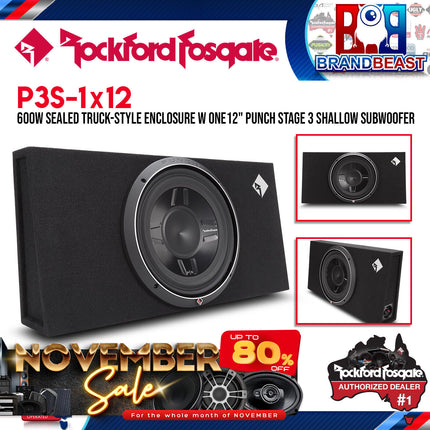Rockford Fosgate P3S-1X12 Punch Single P3 12" Shallow Loaded Enclosure