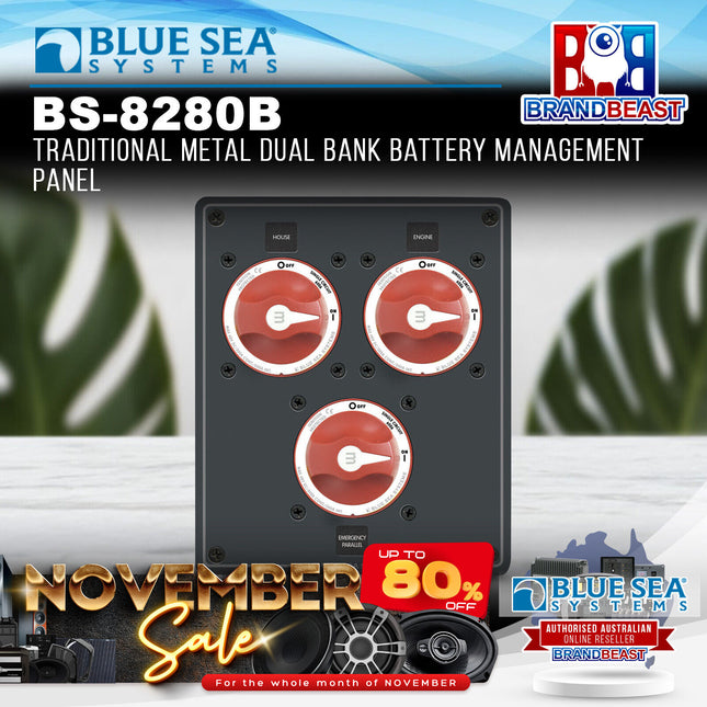 Blue Sea Systems BS-8280B Traditional Metal Dual Bank Battery Management Panel