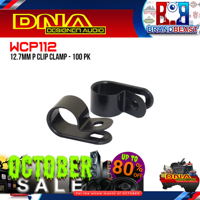 DNA WCP112 12.7mm Black Nylon P Clip Cable Clamps - 100 Pieces