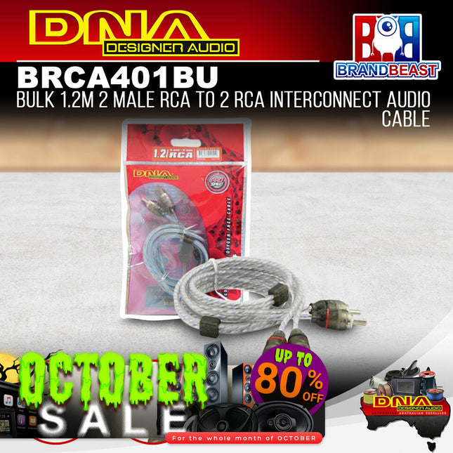DNA BRCA401BU Bulk 1.2M 2 Male RCA To 2 RCA Interconnect Audio Cable