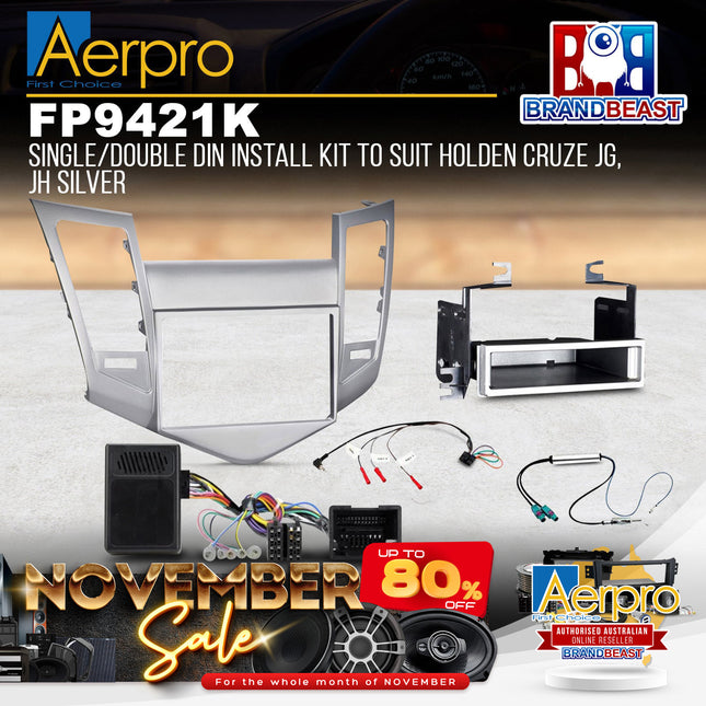Aerpro FP9421K Single/Double DIN Silver Install Kit Suit Holden Cruze 2009-2016