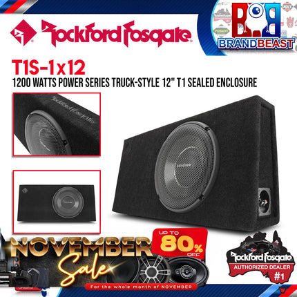 Rockford Fosgate T1S-1X12 Power Single 12" T1 Slim Sealed Loaded Enclosure