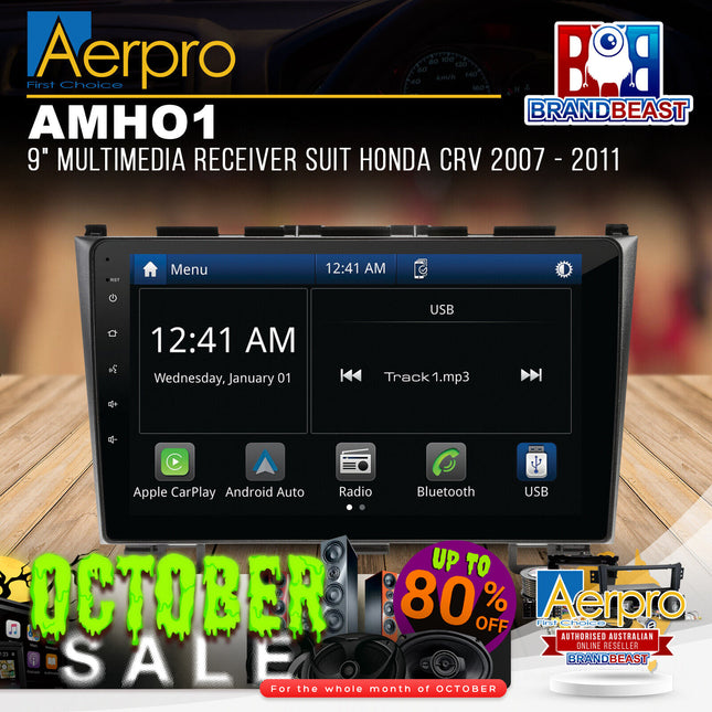 Aerpro AMHO1 9" Multimedia Receiver Suit Honda CRV 2007 - 2011
