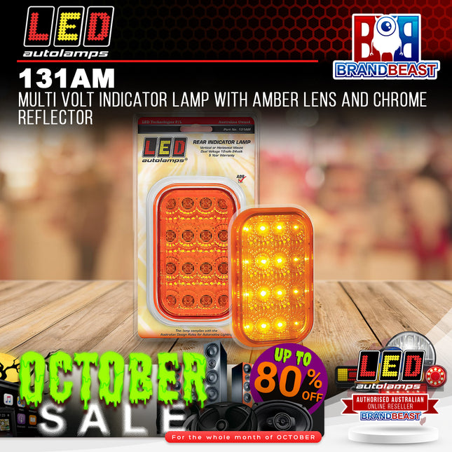 LED Autolamps 131AM Multi Volt Indicator Lamp With Amber Lens Chrome Reflector