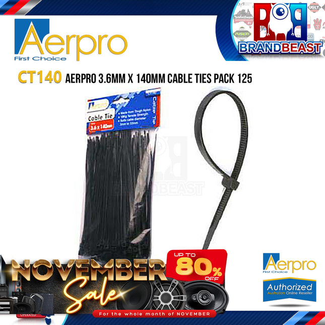 Aerpro CT140 3.6mm x 140mm Cable Ties 125 Pack