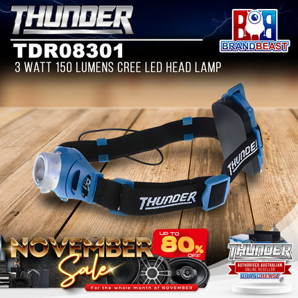 Thunder TDR08301 3W 150 Lumens Cree Round LED Head Lamp