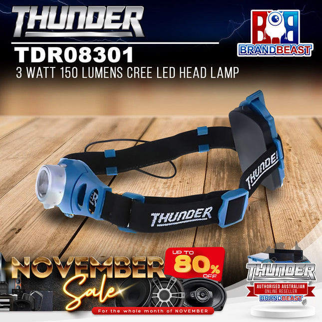 Thunder TDR08301 3W 150 Lumens Cree Round LED Head Lamp
