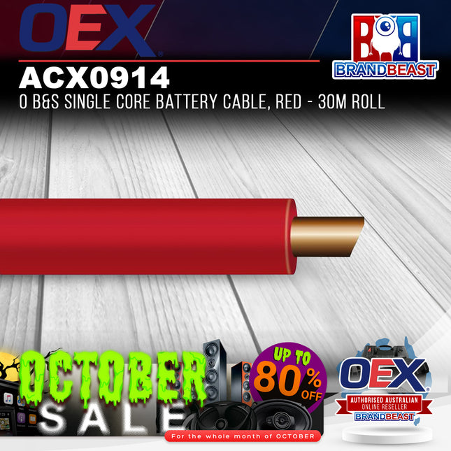 OEX ACX0914 0 B&S Single Core Battery Cable, Red - 30m Roll