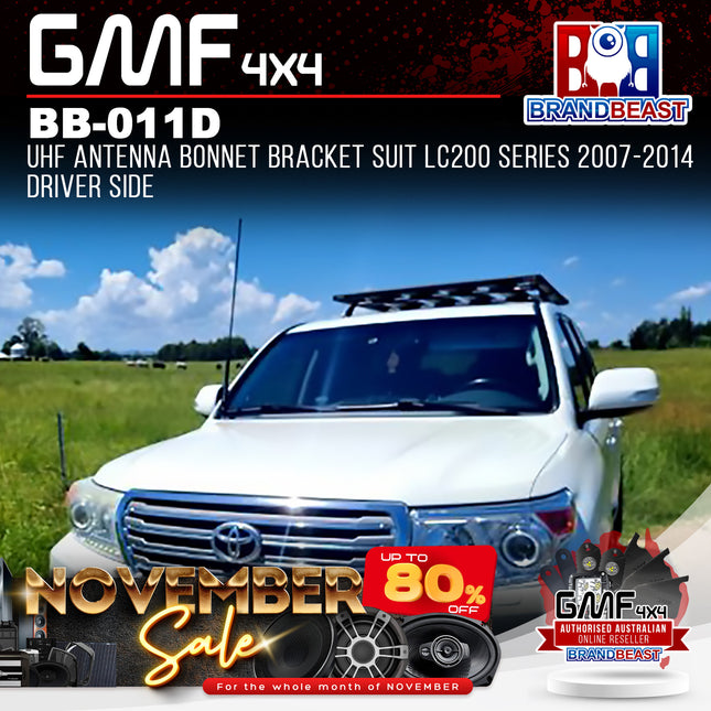 GMF4X4 BB-011D UHF Antenna Bonnet Bracket Suit LC200 Series 2007-2014 Driver Side