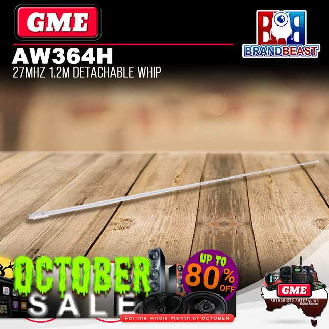 GME AW364H 1200mm Marine 27mhz Antenna Whip - White