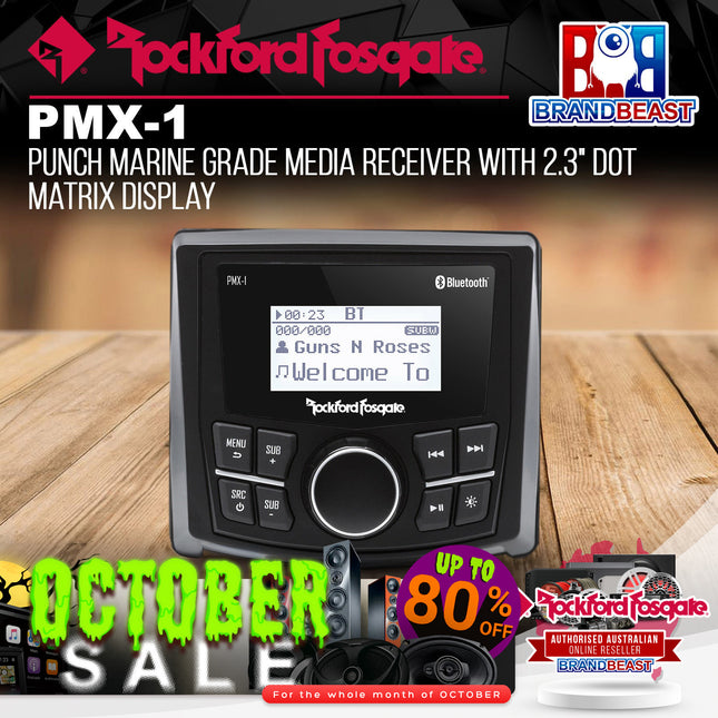 Rockford Fosgate PMX-1 Punch Marine Grade Media Receiver with 2.3" Dot Matrix Display
