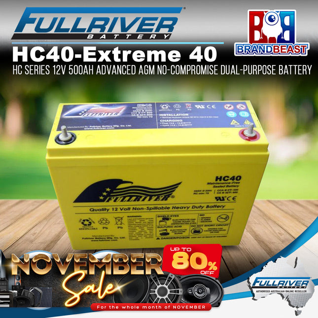 Fullriver HC40 - (Extreme 40) 12V 500Ah Advanced AGM Dual-Purpose Battery