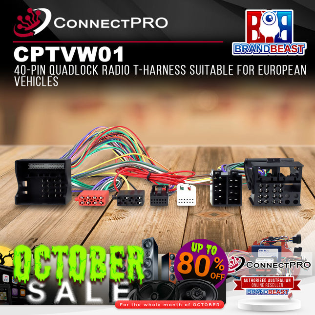 ConnectPRO CPTVW01 40-Pin Quadlock Radio T-Harness for European Vehicles