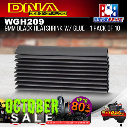 DNA WGH209 9mm Black Heatshrink With Glue - 1 Pack Of 10