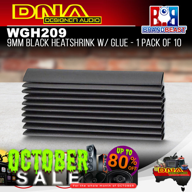 DNA WGH209 9mm Black Heatshrink With Glue - 1 Pack Of 10