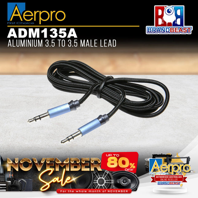 Aerpro ADM135A 3.5mm to 3.5mm Aluminum Male Lead