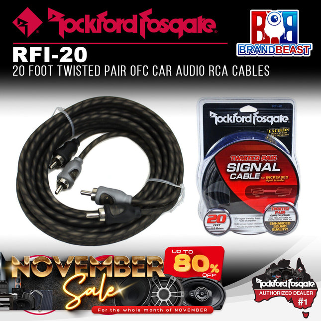 Rockford Fosgate RFI-20 20 Feet Twisted Pair Signal Cable