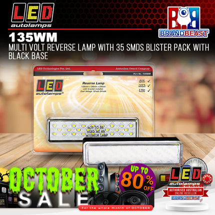 LED Autolamps 135WM Multi Volt Reverse Lamp With 35 SMDS Blister Pack Black Base