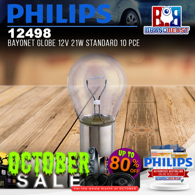 PHILIPS 12498 Bayonet Globe 12V 21W Standard 10 Pce