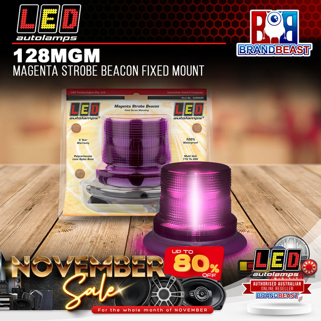 LED Autolamps 128MGM Magenta Strobe Beacon Fixed Mount