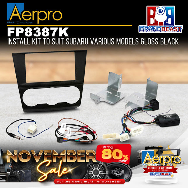 Aerpro FP8387K Double DIN Install Kit Suit Subaru Various Models - Gloss Black