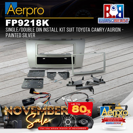 Aerpro FP9218K Single/Double DIN Install Kit Suit Toyota Camry/Aurion - Silver