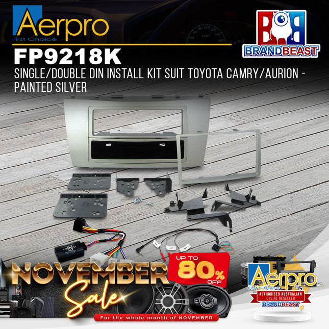 Aerpro FP9218K Single/Double DIN Install Kit Suit Toyota Camry/Aurion - Silver