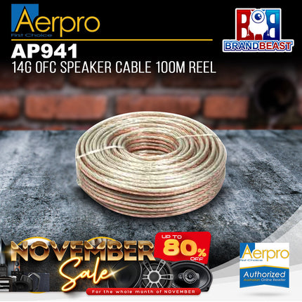 Aerpro AP941 14 Gauge OFC 100m Reel Speaker Cable